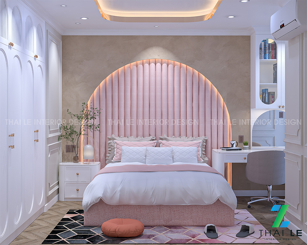 Ý tưởng trang trí phòng ngủ màu hồng cho nàng